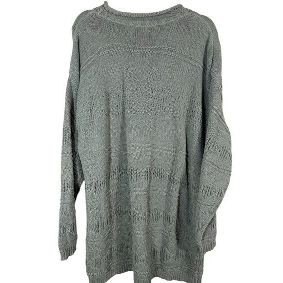 Basic Editions Sweater Men 2X Green Crew Snowflake Winter Neutral Retro Y2K 80s - Picture 9 of 12